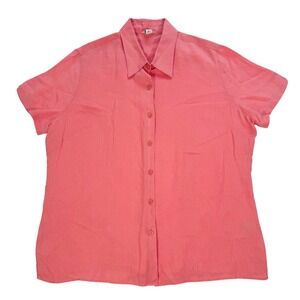 L.L. Bean Women's Large Coral 100% Linen Short Sleeve Button Up Shirt